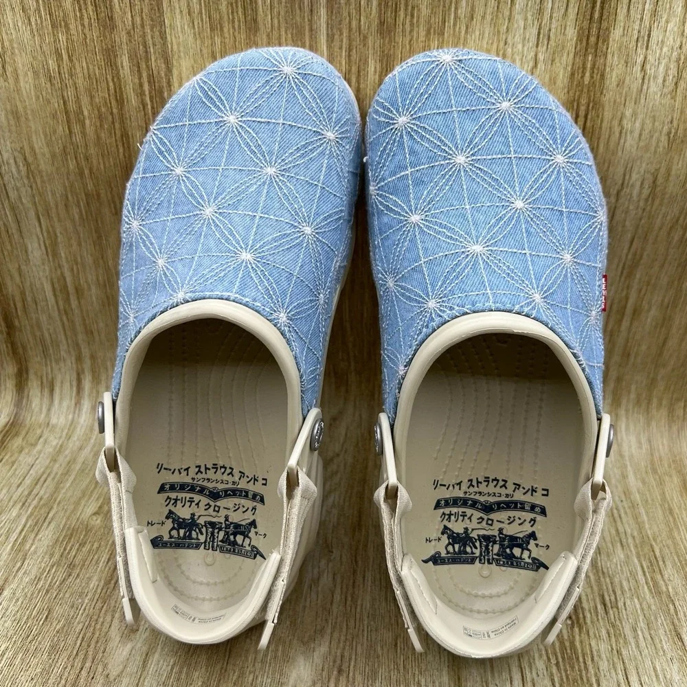 Levi's x Crocs Classic All-Terrain Clog 'Sashiko Bone Blue' Men's Size 10 Denim